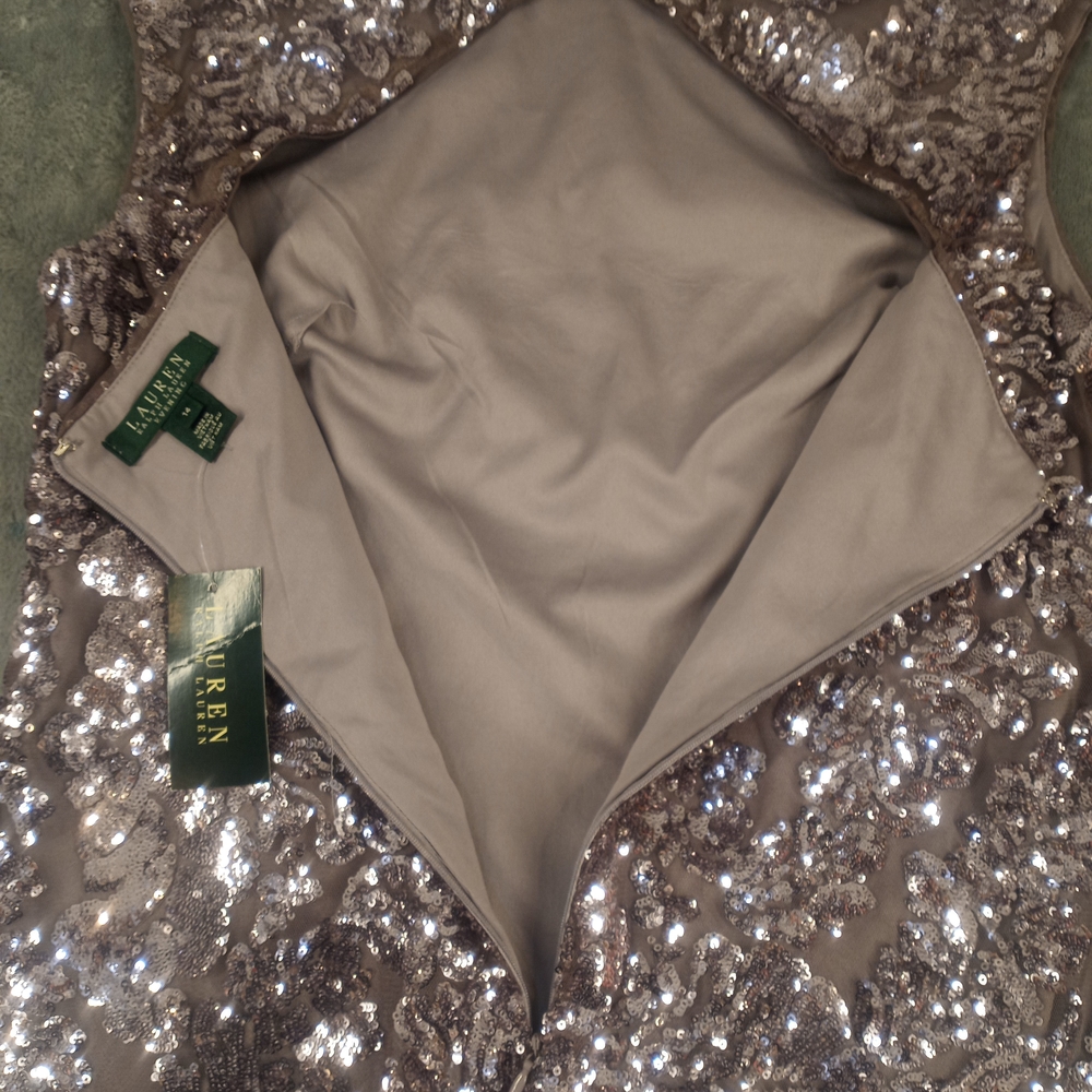 Ralph Lauren Special occasion Sequin Short  Cocktail Sheath Dress NWT Sz 14 - Picture 4 of 16